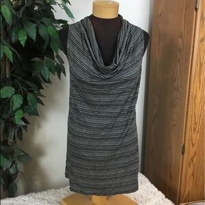 Mossimo XXL sleeveless cowel neck black gray stripe